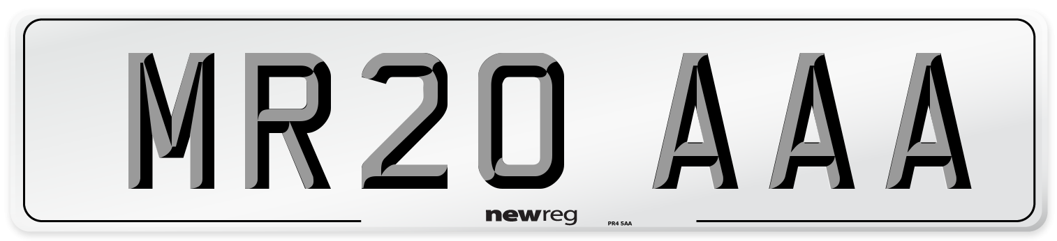 MR20 AAA Number Plate from New Reg